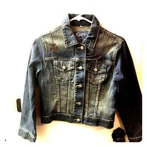 Kippys Rhinestone Cross Jean Jacket